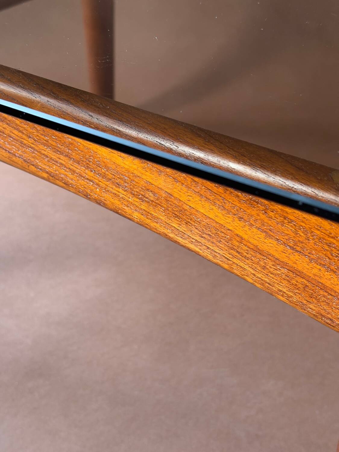 Scandinavian teak and smoked glass coffee table 1970