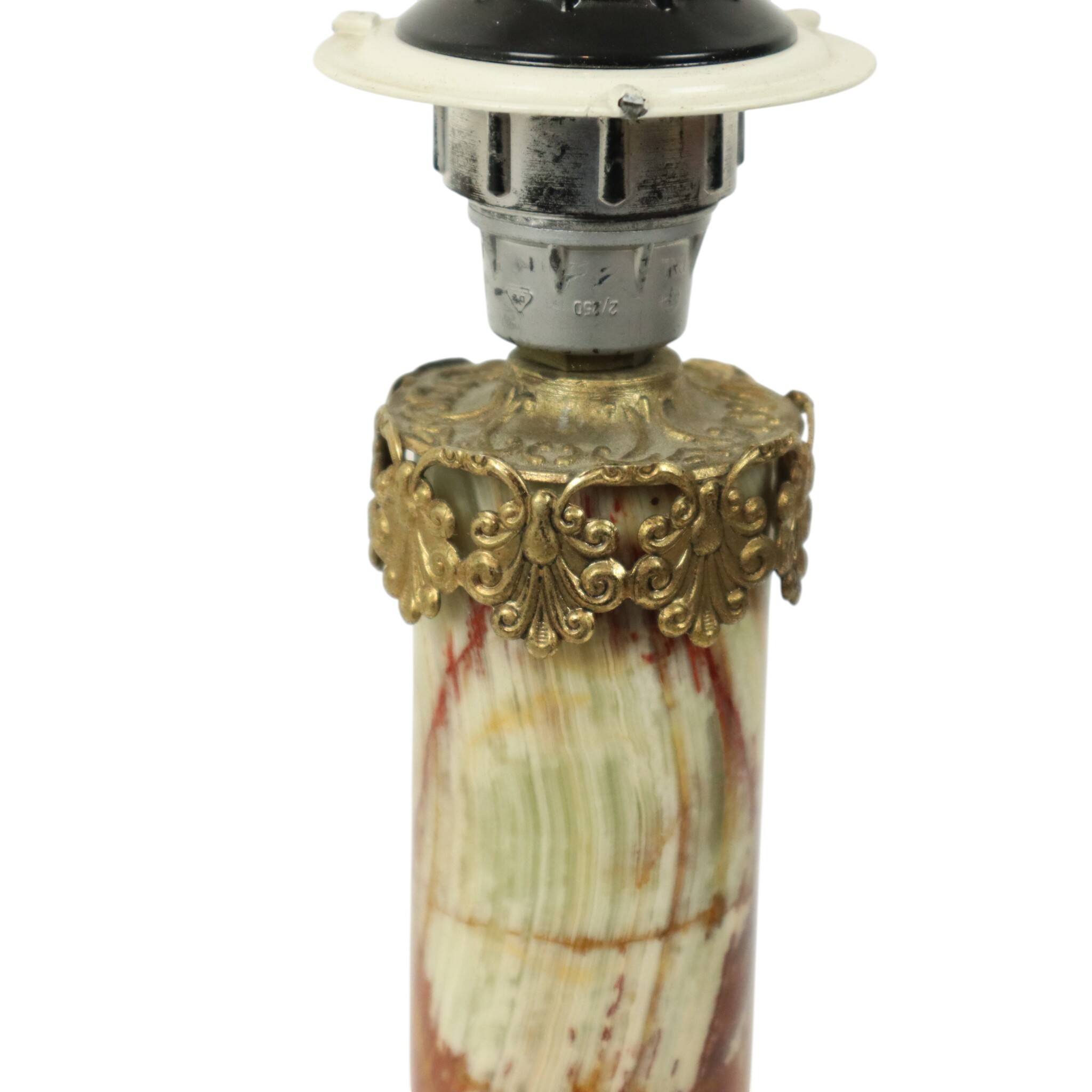 Classic Onyx Marble Brass Column Lamp 20th Century