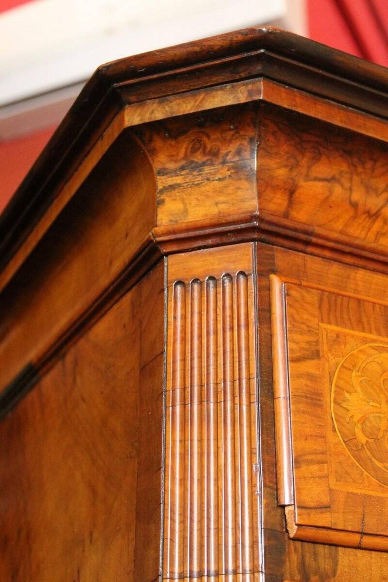 George II Burl Walnut and Marquetry Hightboard, 1890s
