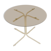 Table à manger ronde métal et verre années 1970
