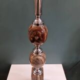 Large marble and chrome metal table lamp base from the 70s