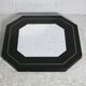 70s mirror, black lacquered wood, brass edging. Octagonal