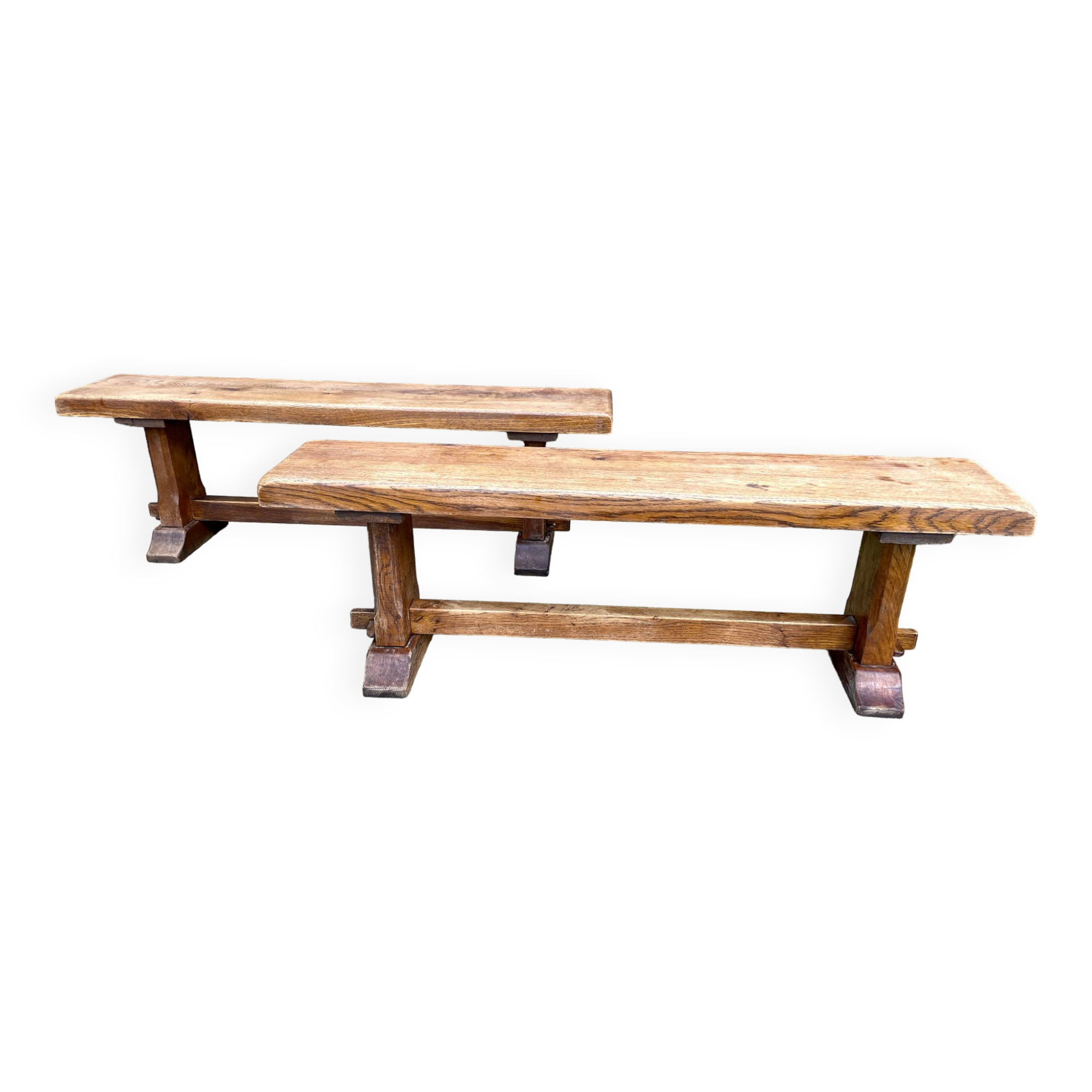 Pair of solid oak benches