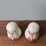 Vintage cherry screen-printed salt and pepper shakers