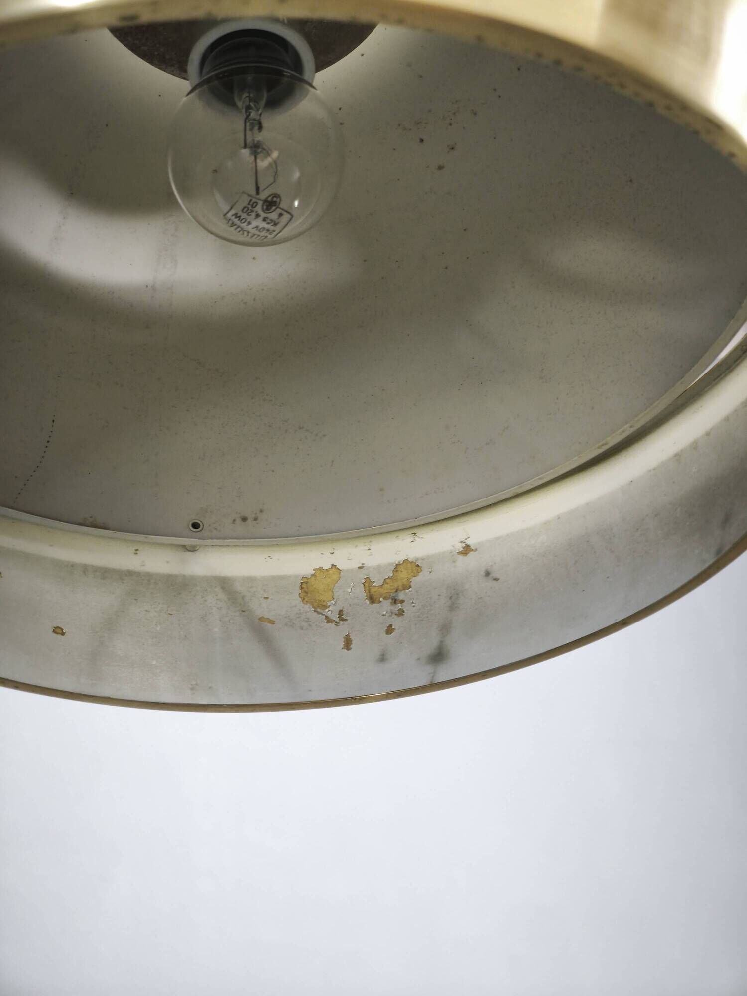 1970s NAPAKO Space Age Brass and Cream Pendant Light, Czechoslovakia