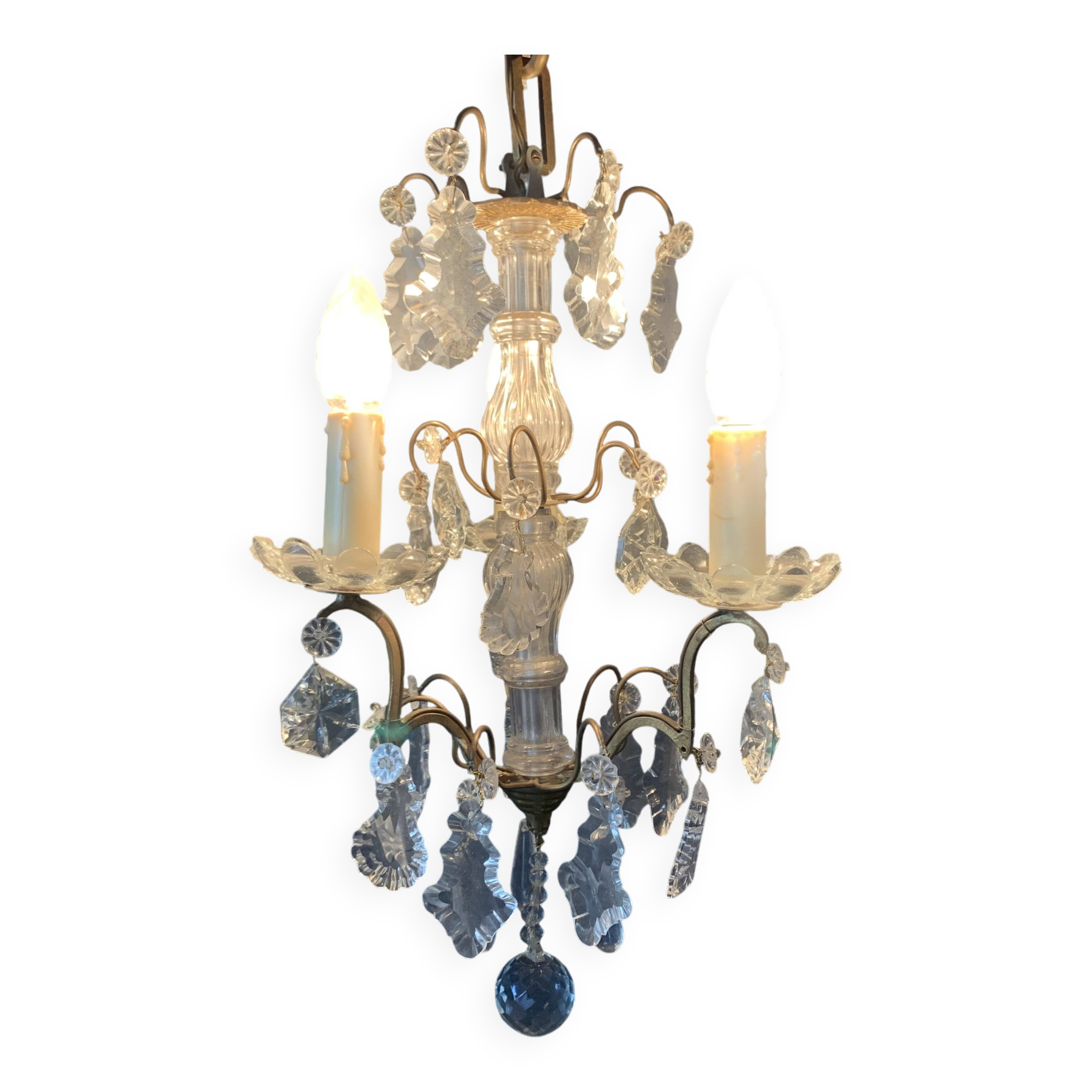 Gilt bronze chandelier with crystal pendants, early 20th century