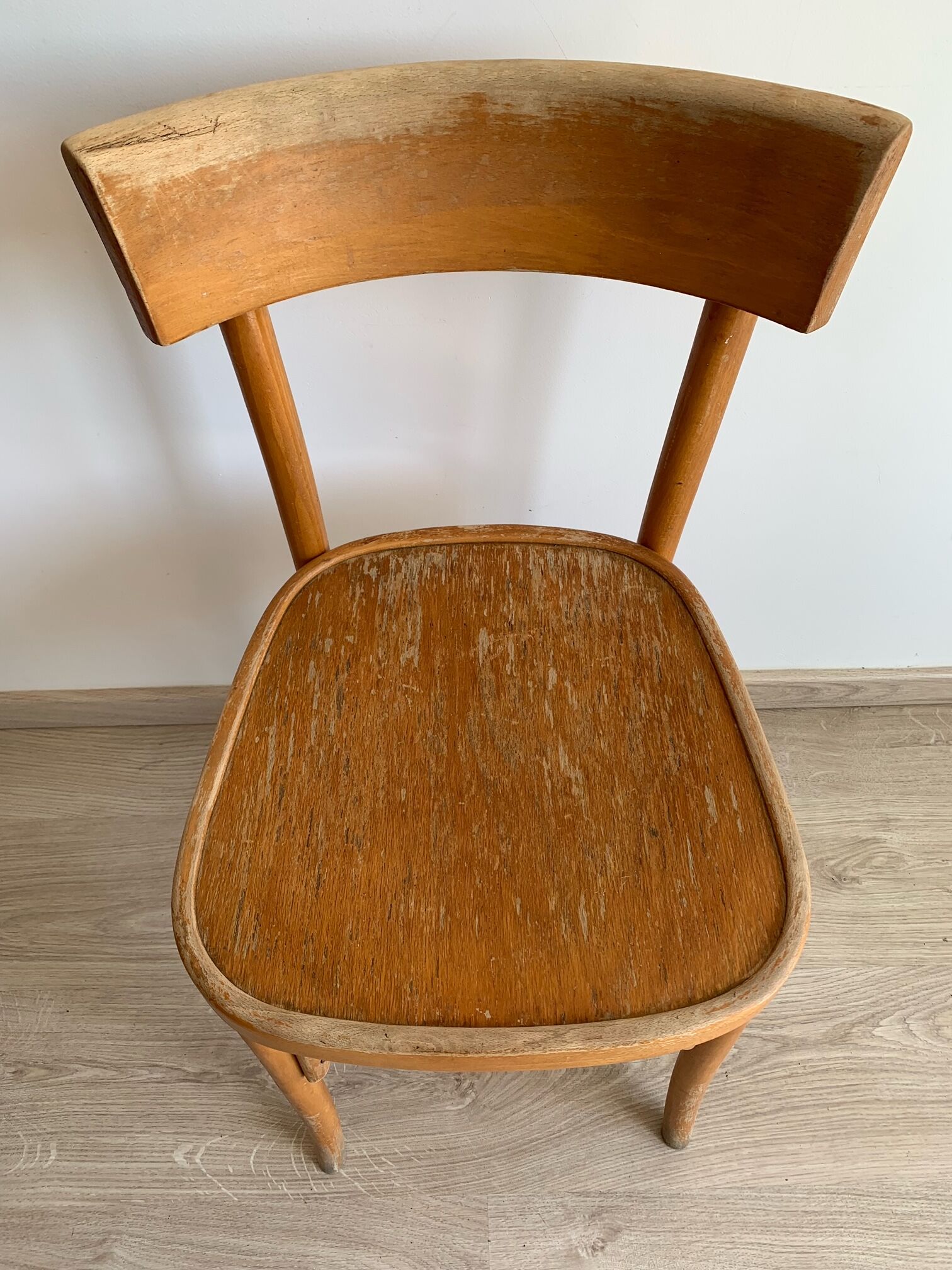 Set of 4 vintage wooden bistro chairs