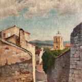Village, unsigned, 20th century, oil on canvas, 38x29cm, unframed