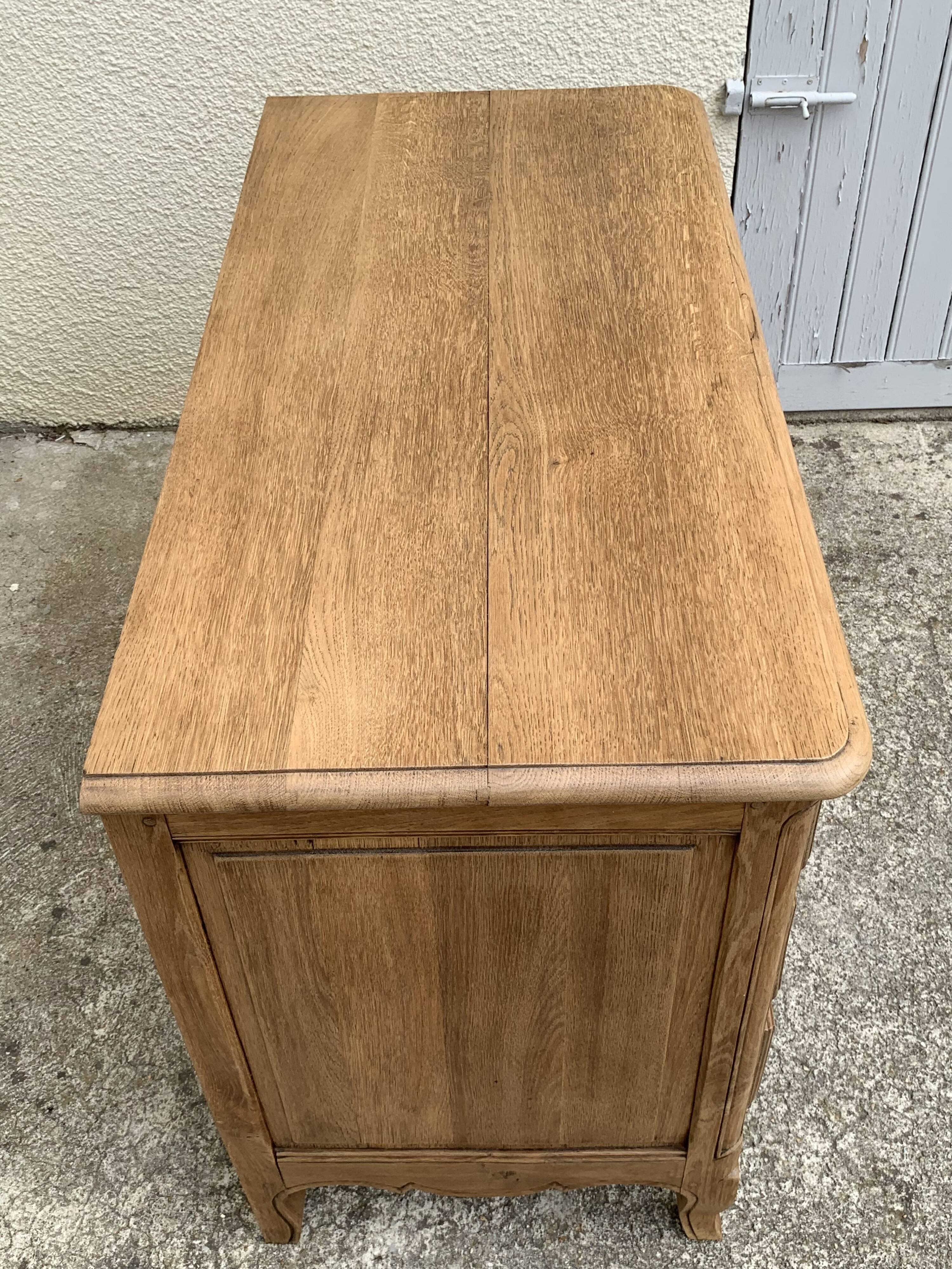 Louis XV style chest of drawers in solid raw oak, 1920