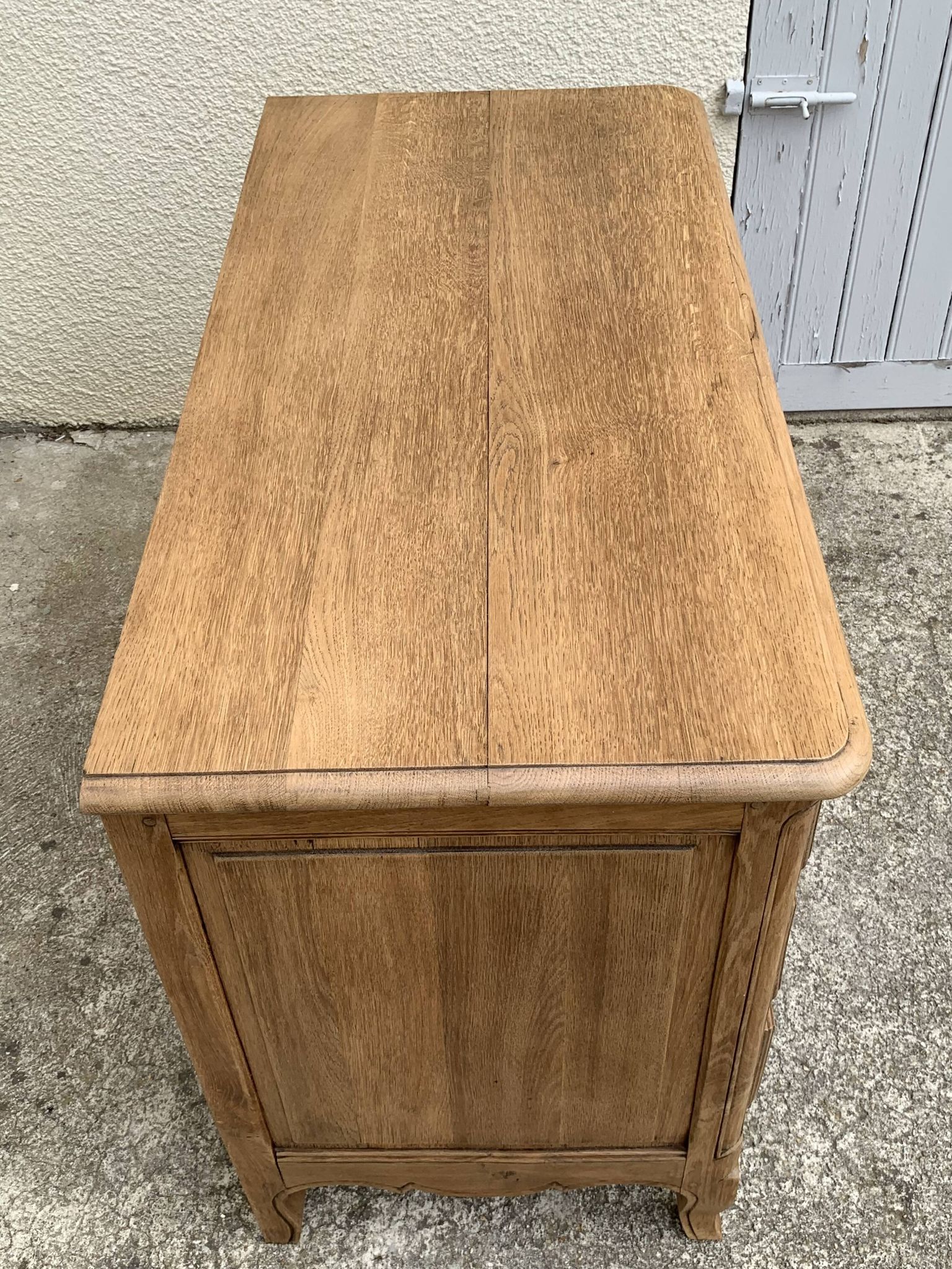 Louis XV style chest of drawers, solid raw oak, 1920.