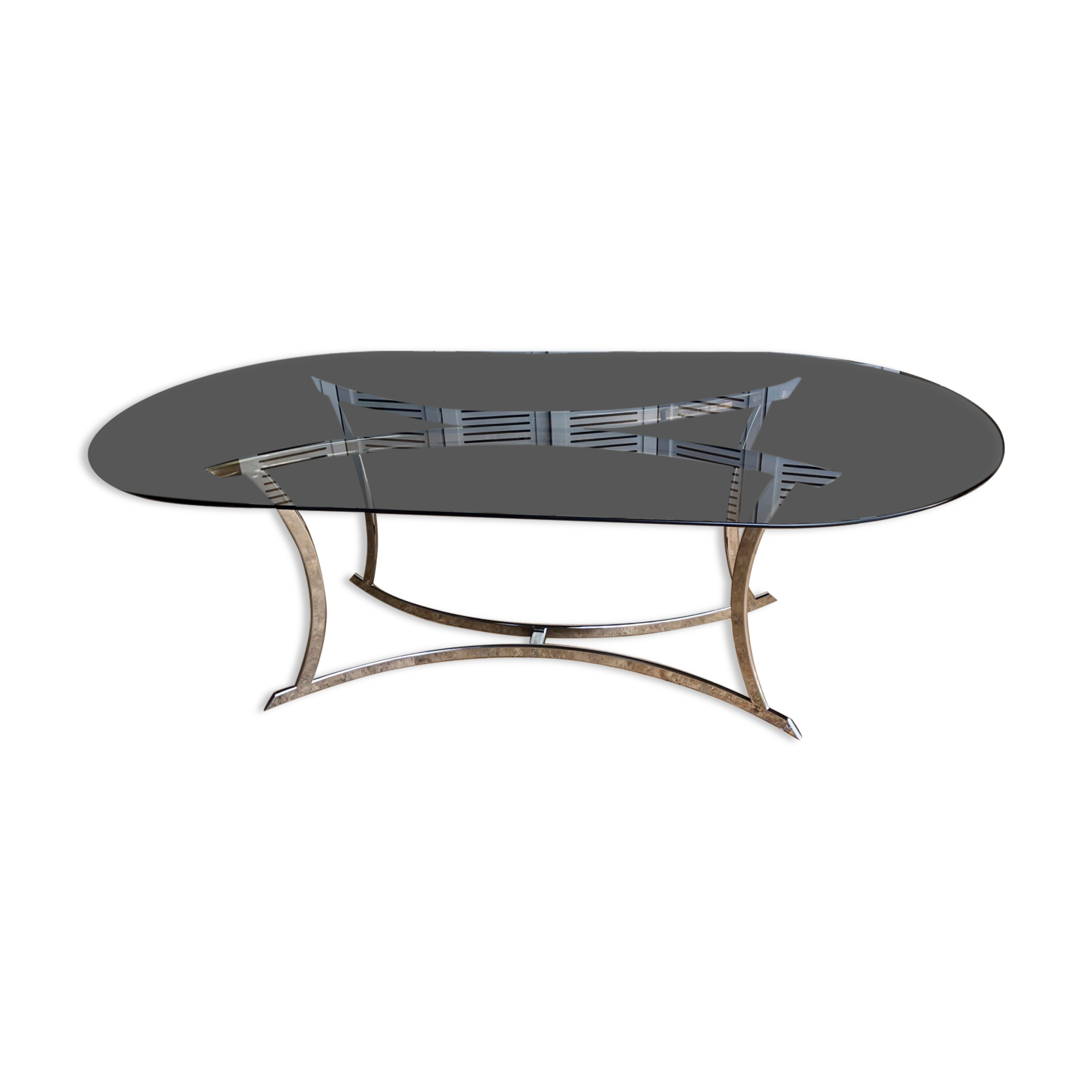 Smoked glass table and chrome legs