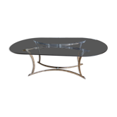 Smoked glass table and chrome legs