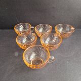 Set of 6 Rosaline cups, vintage arcoroc