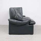 Canapé en cuir avec pouf par Vico Magistretti pour Cassina, années 1980, lot de 2