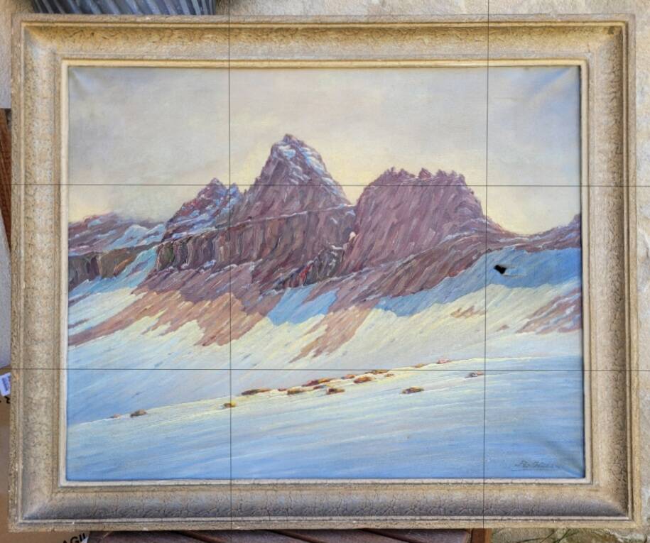 Old large vintage painting signed A. WEBER from the 1940s and 1950s.