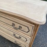 Renovated Louis XV Bibus chest of drawers in raw oak wood with 3 drawers 90c