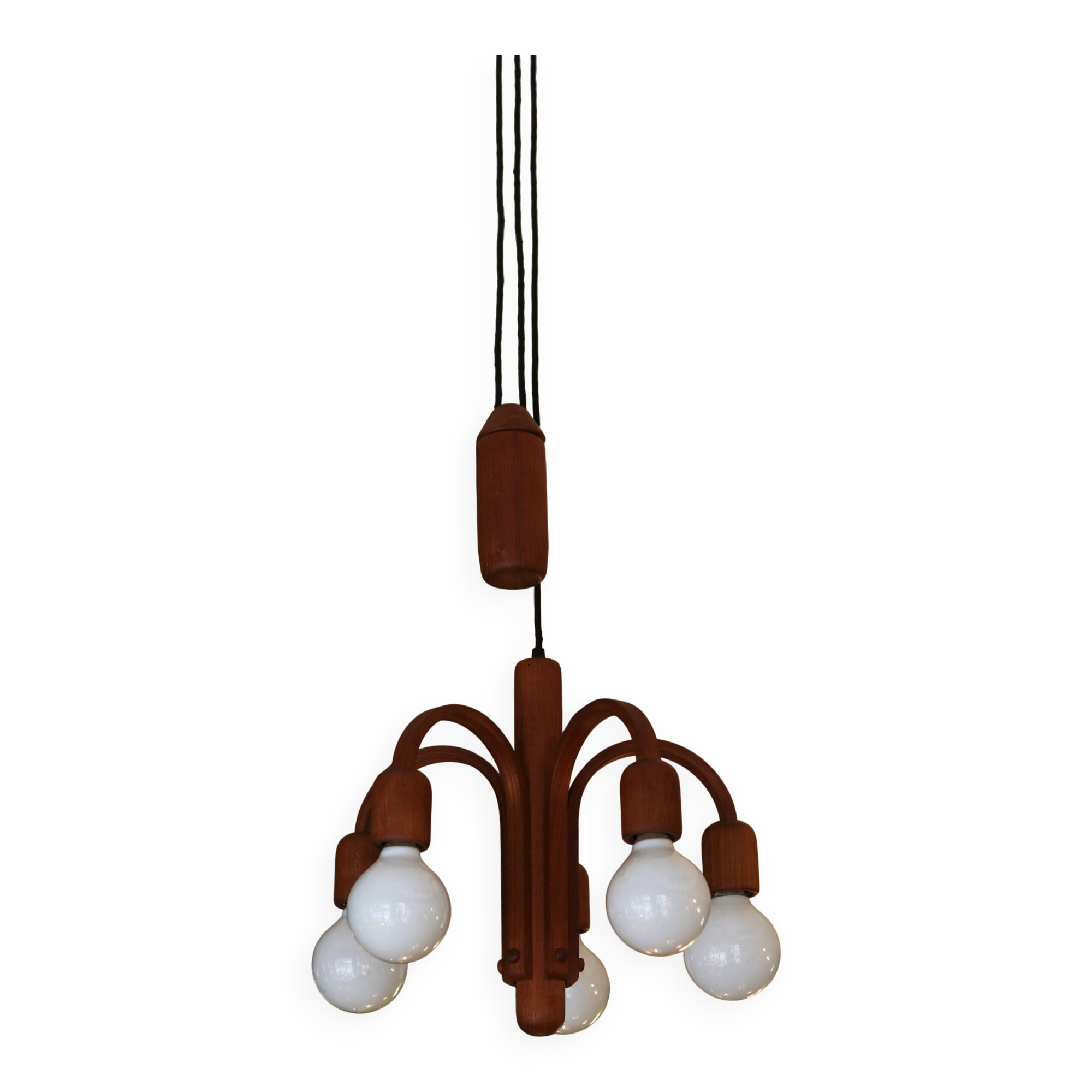 Lustre danois Domus à contrepoids en teck des années 60