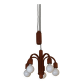 Danish pendant light Domus with counterweight in teak from the 1960s.