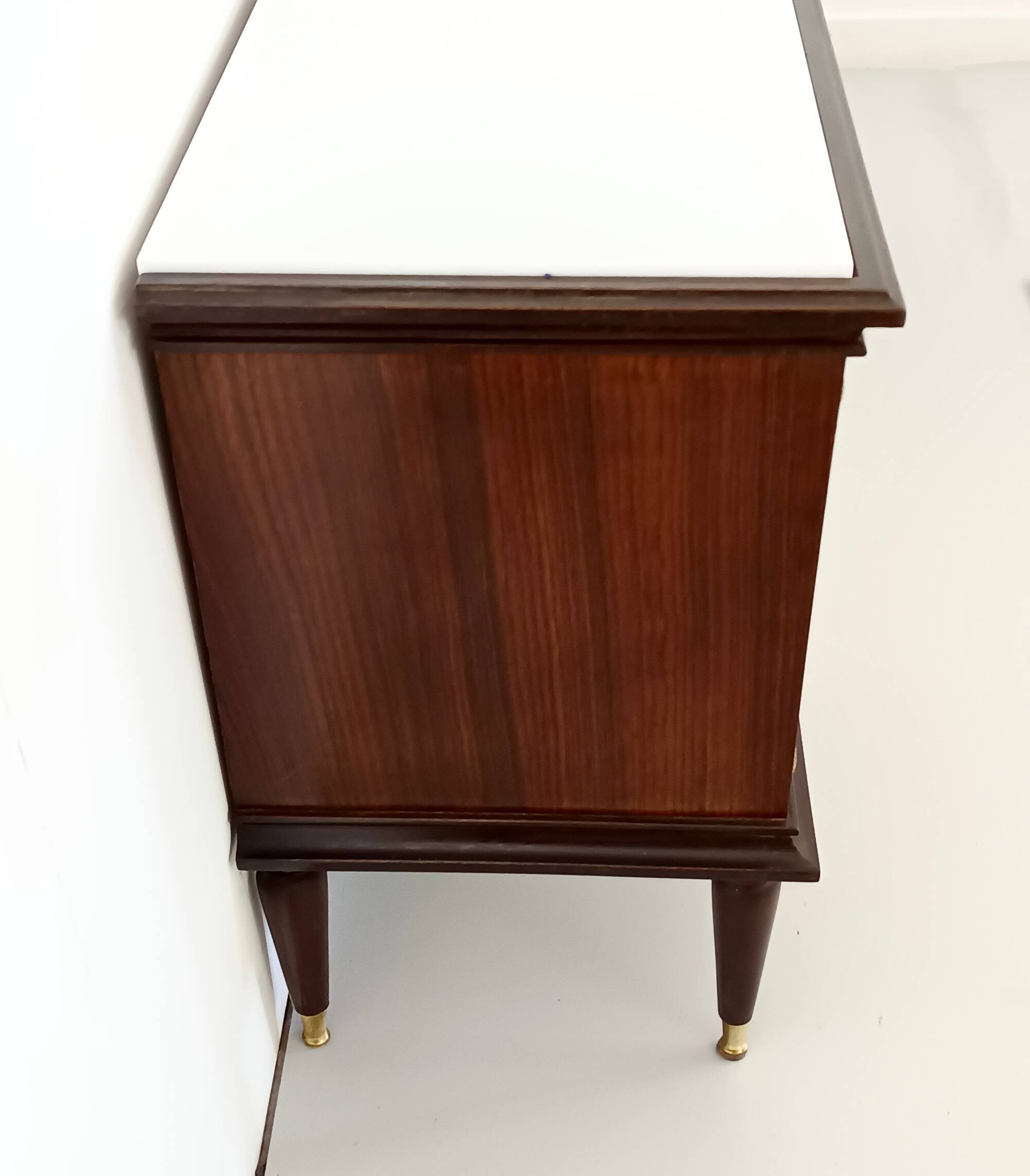 Pair of Black Walnut Nightstands with Marble Top ascr. to Paolo Buffa, Ita