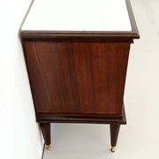 Pair of Black Walnut Nightstands with Marble Top ascr. to Paolo Buffa, Ita