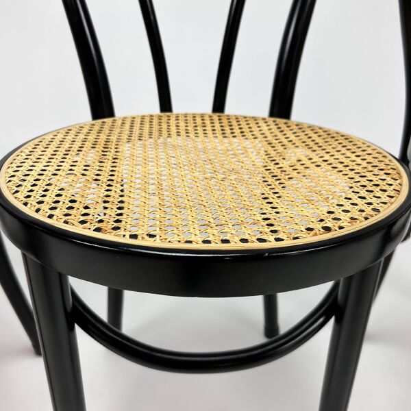 Ensemble de 4 chaises de salle à manger Bentwood et Cane Cafe, années 1990