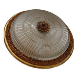 Old round ceiling lamp glass and brass