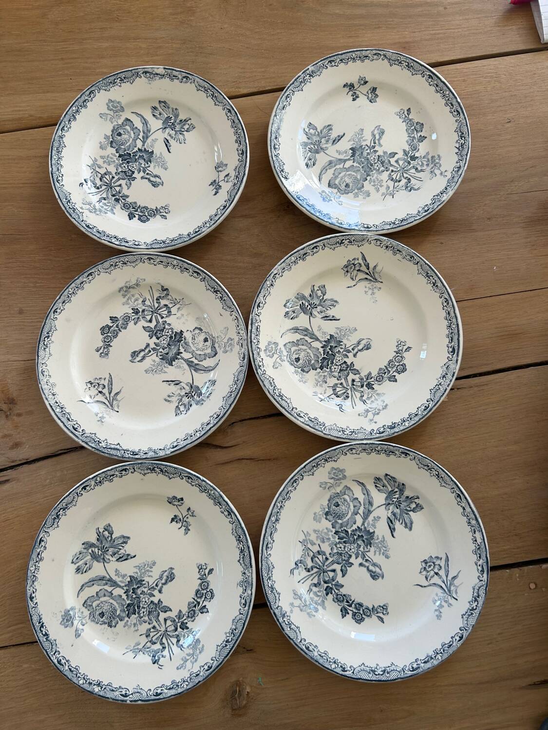 Set of 6 ironstone plates Sarreguemines Fontange