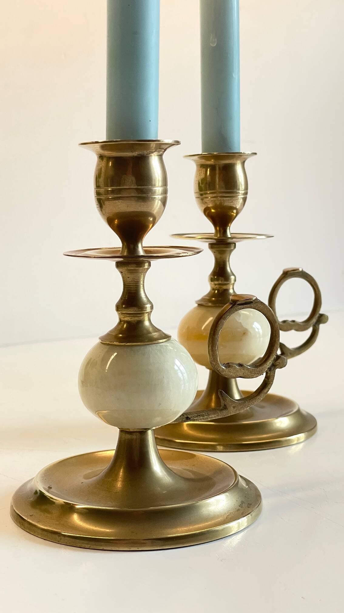 BOUGEOIRS Vintage Onyx Marble and Brass