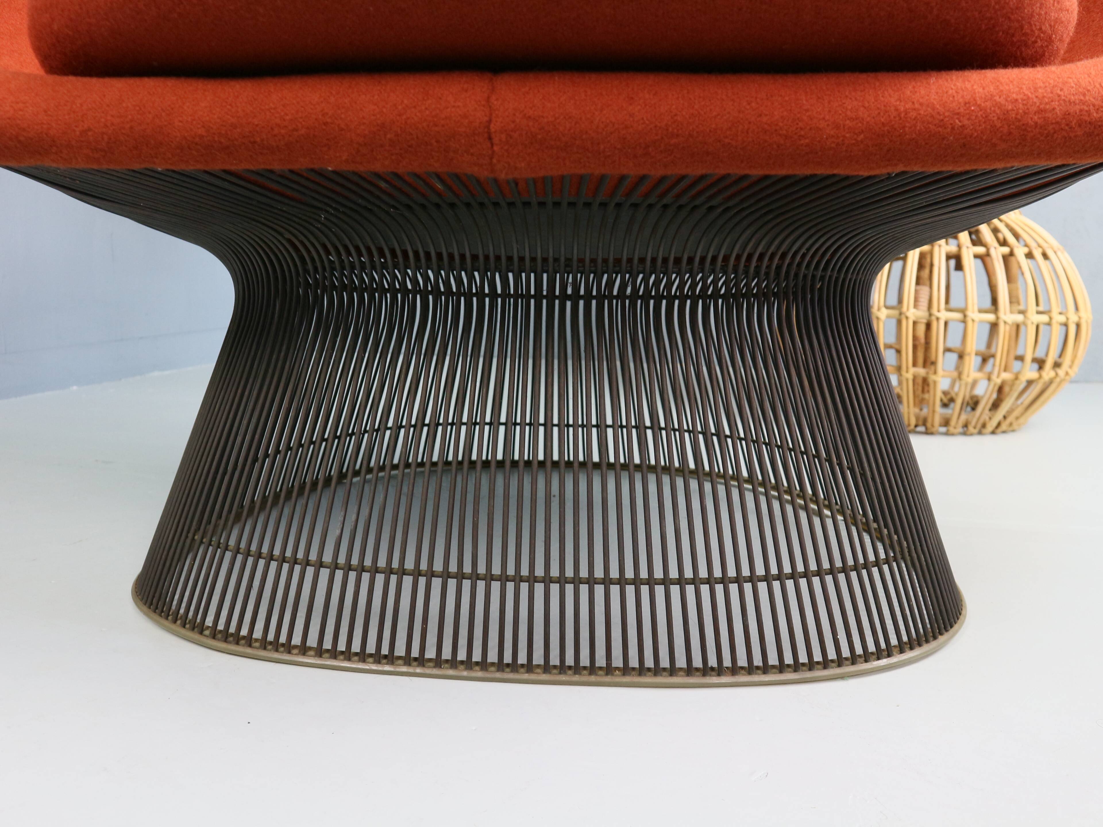 Early bronze lounge chair by Warren Platner for Knoll 1960s in rust red