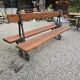 Antique double garden bench from the city of Paris in cast iron and wood