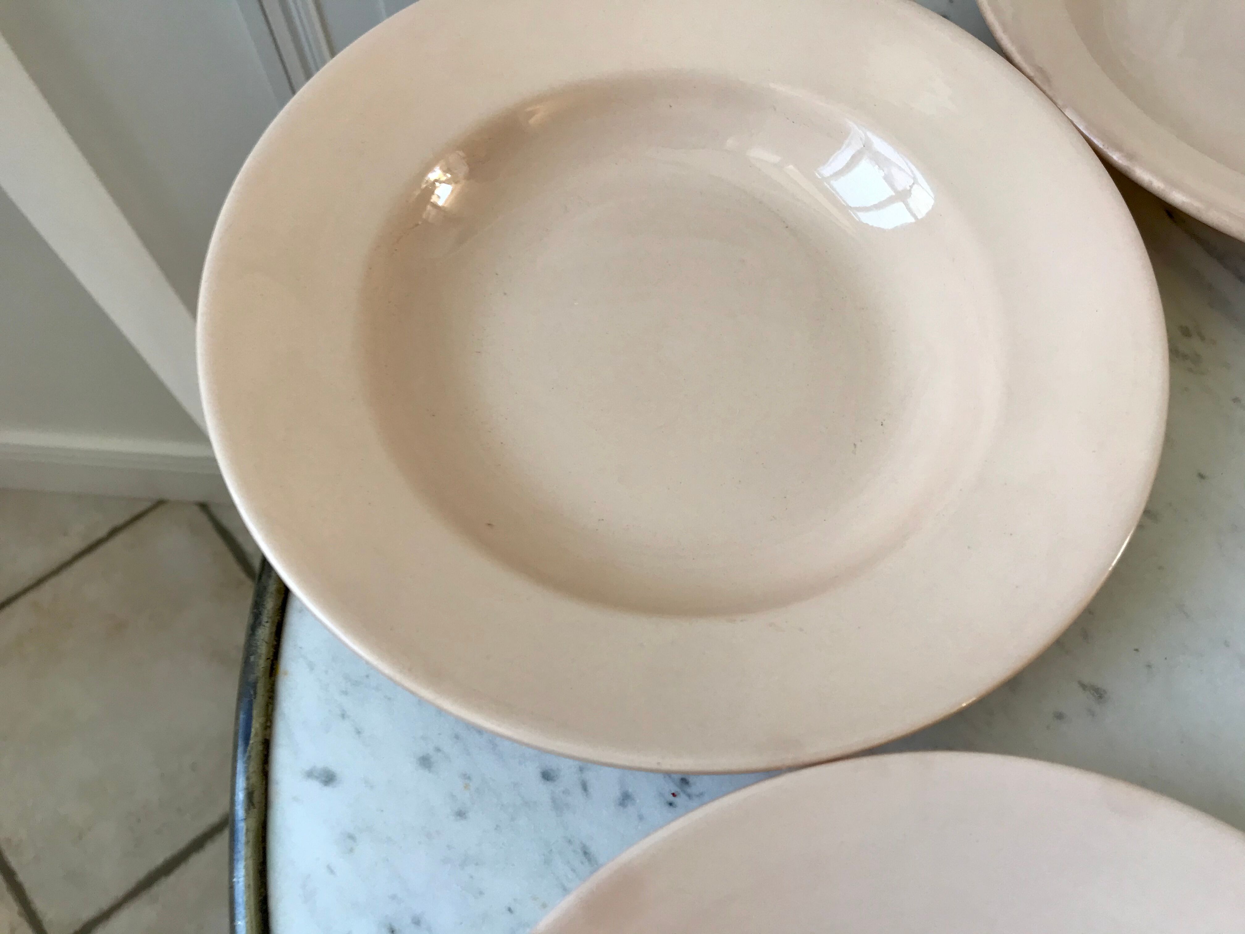 Lot de 5 assiettes creuses rose pâles Digoin Sarreguemines années 40