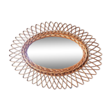 Miroir en rotin vintage époque 1960/70  50 x 37 cm