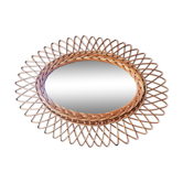 Mirror rattan vintage era 1960/70 50 x 37 cm