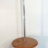 Lampadaire globe, en opaline et chromé avec sa tablette en bois Vintage, 1950-60