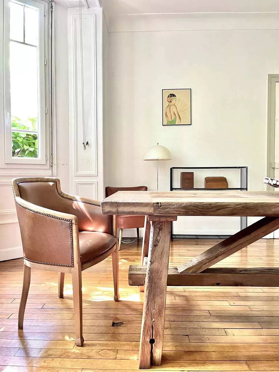 Tower antique oak farmhouse table - 200 cm long