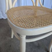 Vintage Thonet Bentwood Dining Chair: Cane Seat, Yellow Fabric Back