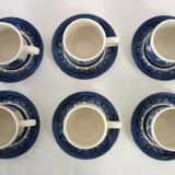6 Vintage Blue Willow CHURCHILL Cups and Saucers, England