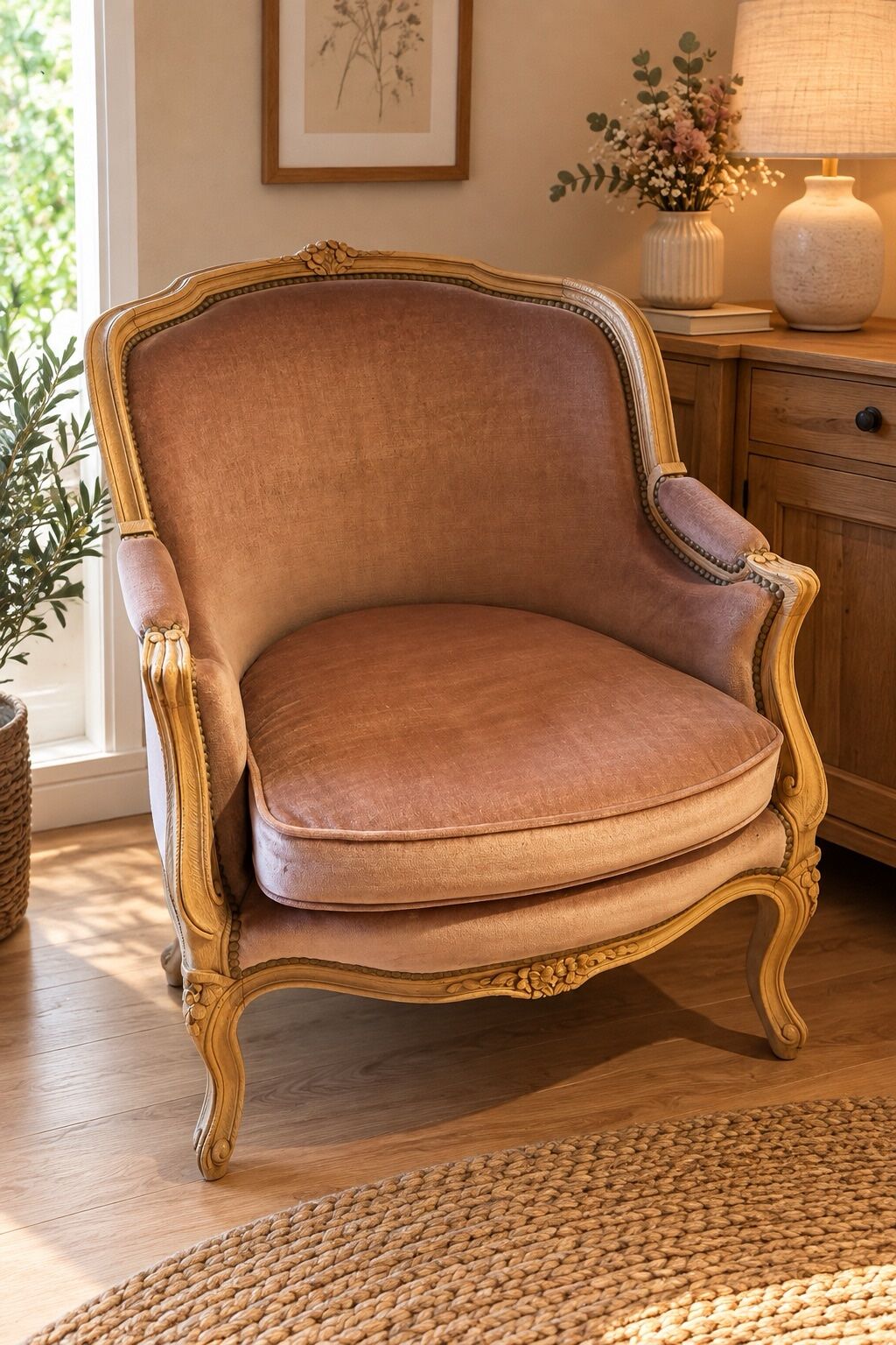 Louis XV style bergère armchair