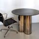 Postmodern Steel Dining Table with a Round Green Marble Top, Italy