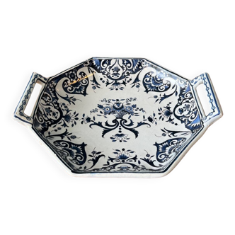 Flat tray in Rouen earthenware early 20th century for Mont Saint Michel