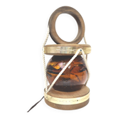 Marine lamp float amber blown glass wood and rope