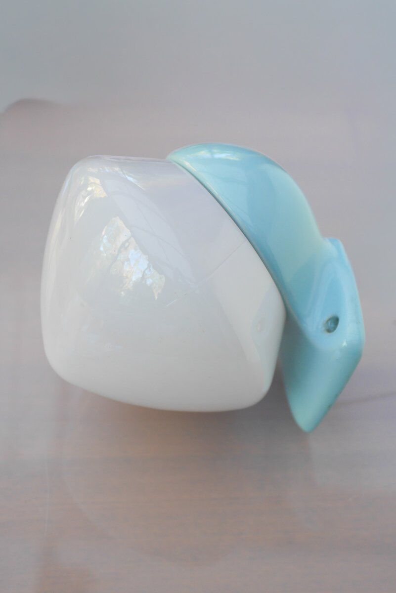 Large mid-century modern pale blue bathroom sconce from Ifö, Sweden
