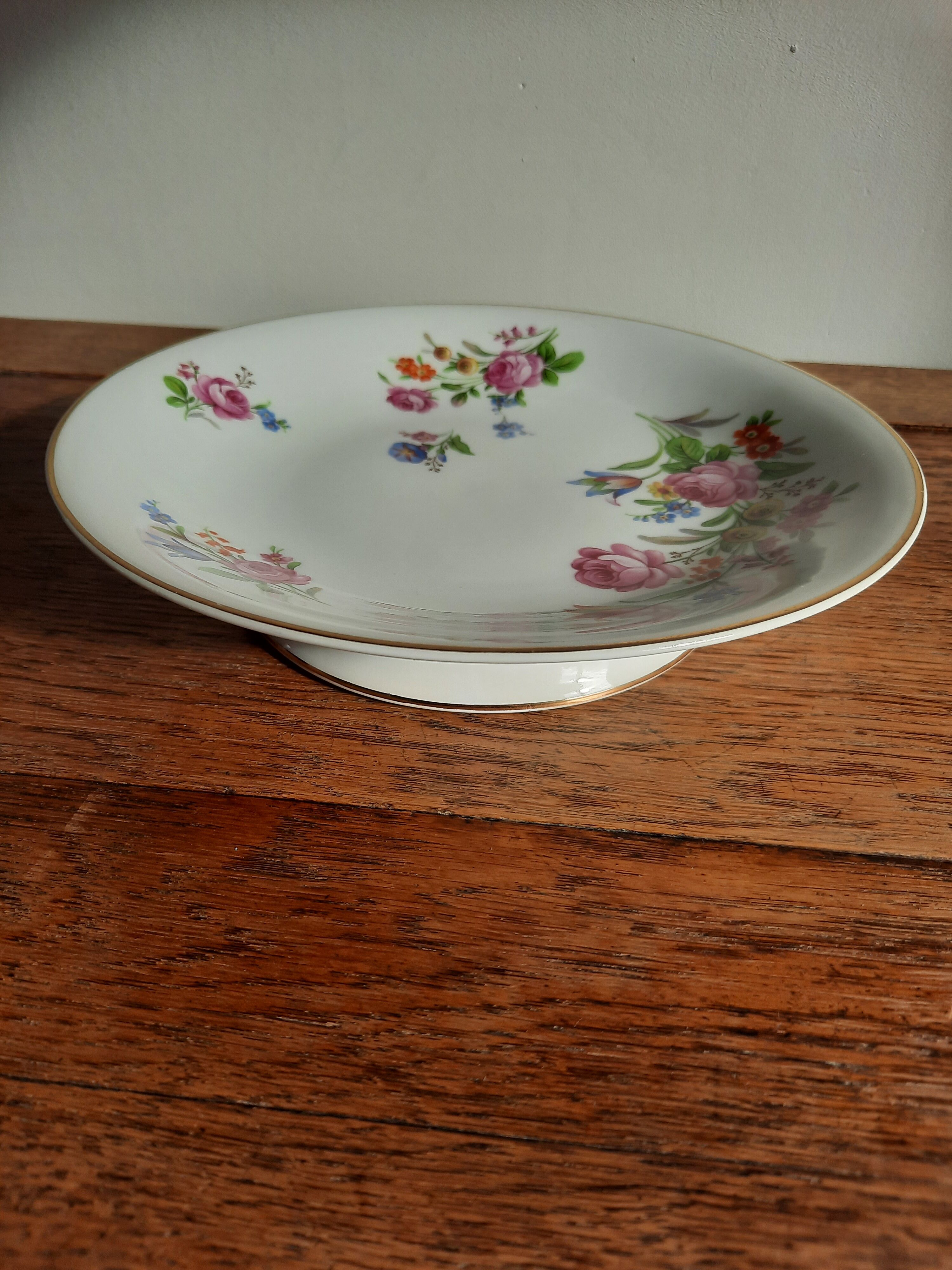 Coupe montée plate porcelaine de Limoges maison Raynaud