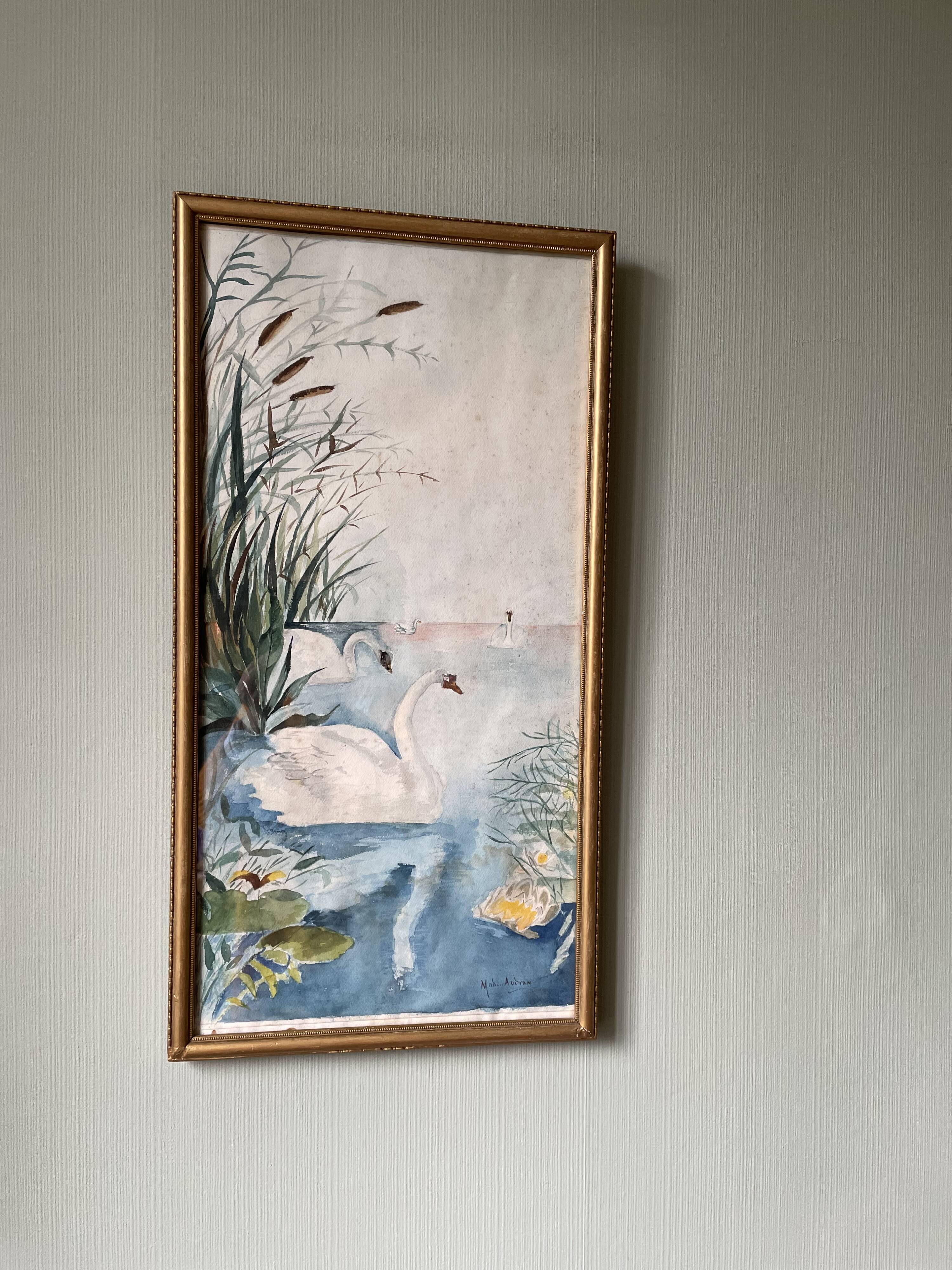 Tableau ancien bord de rivière