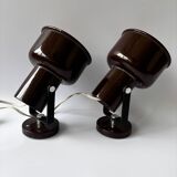 Pair of brown metal wall lights