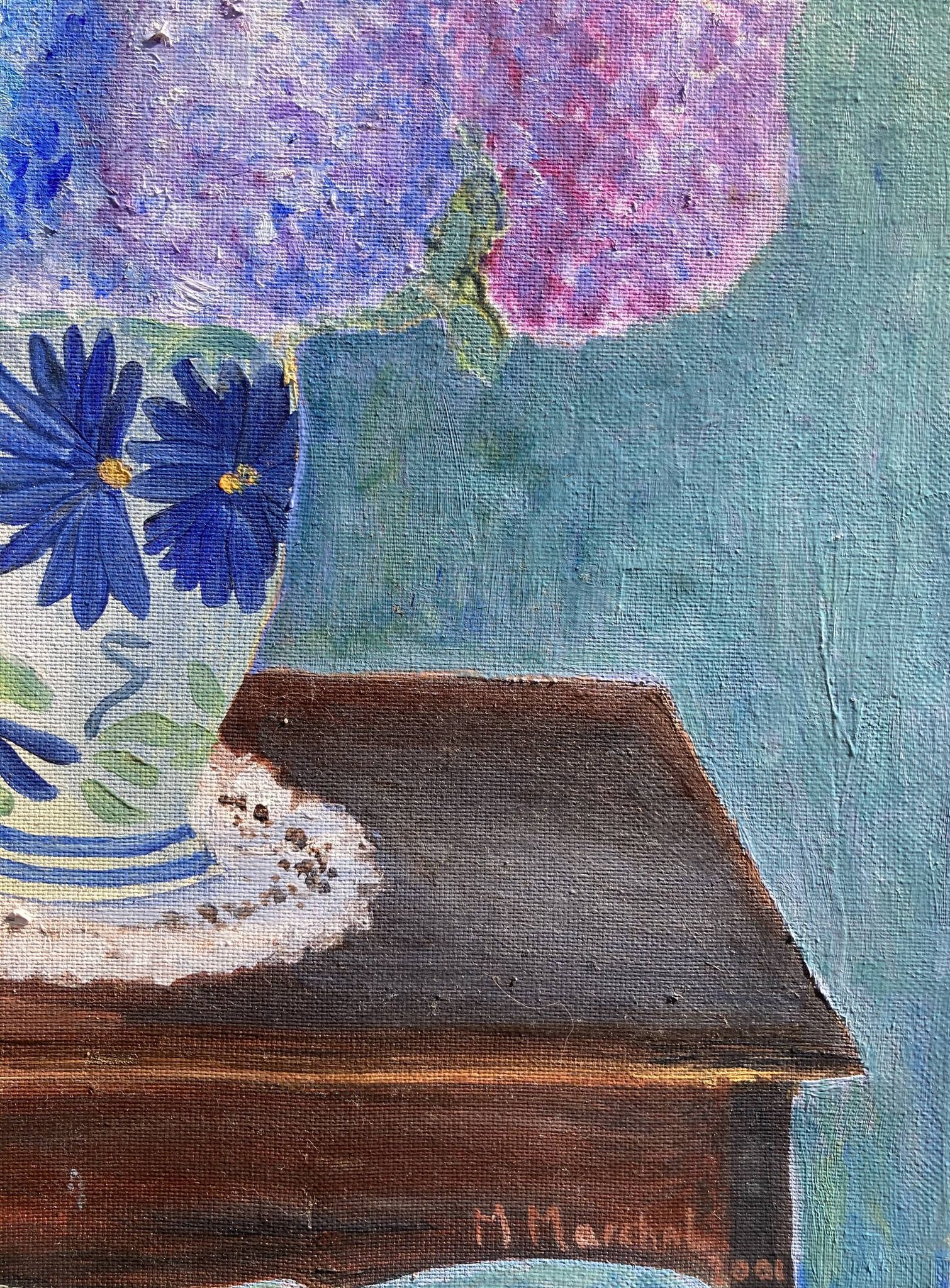 L'huile sur toile bouquet de fleurs Hortensia