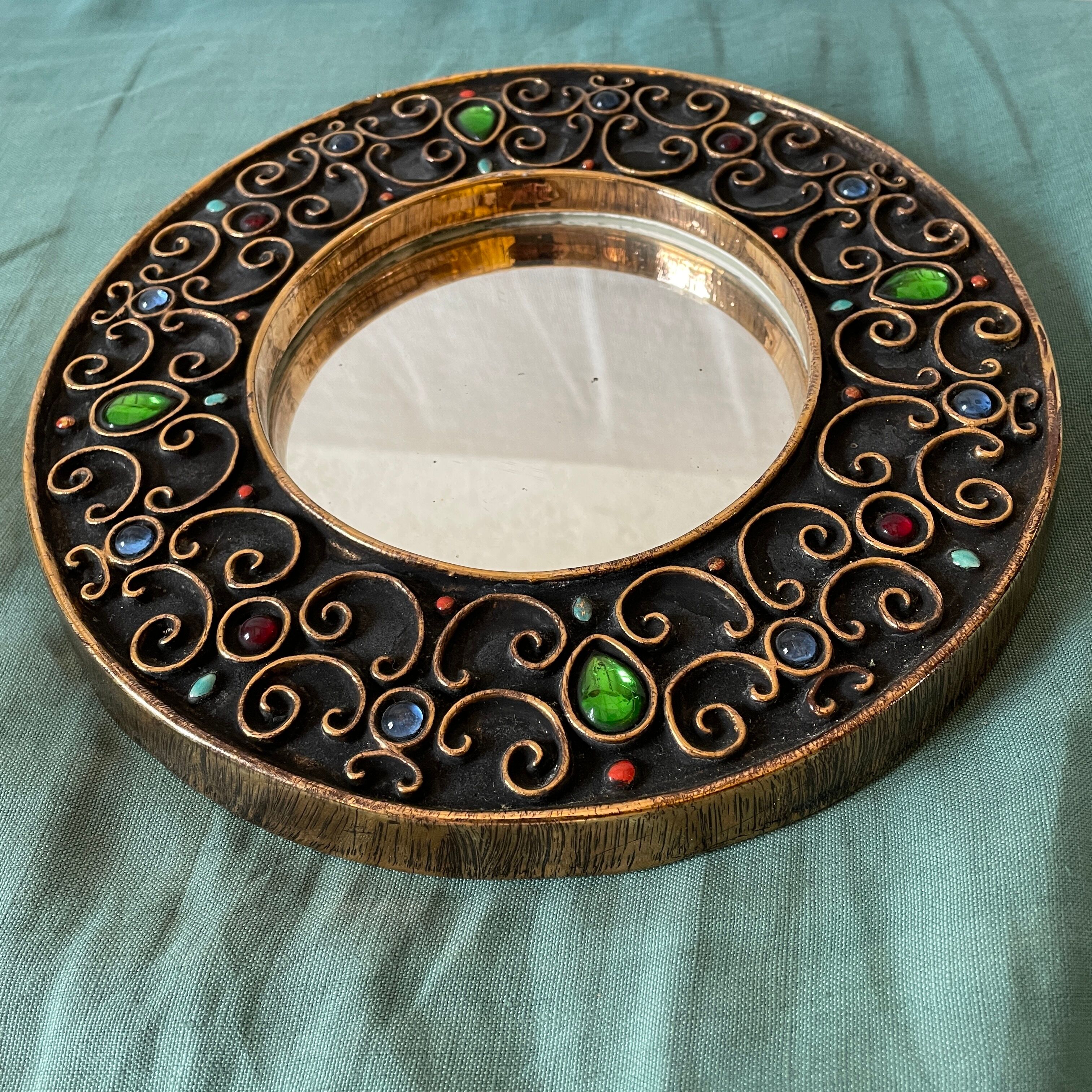 Ceramic mirror design vintage gilded 1960 hendrich thomas
