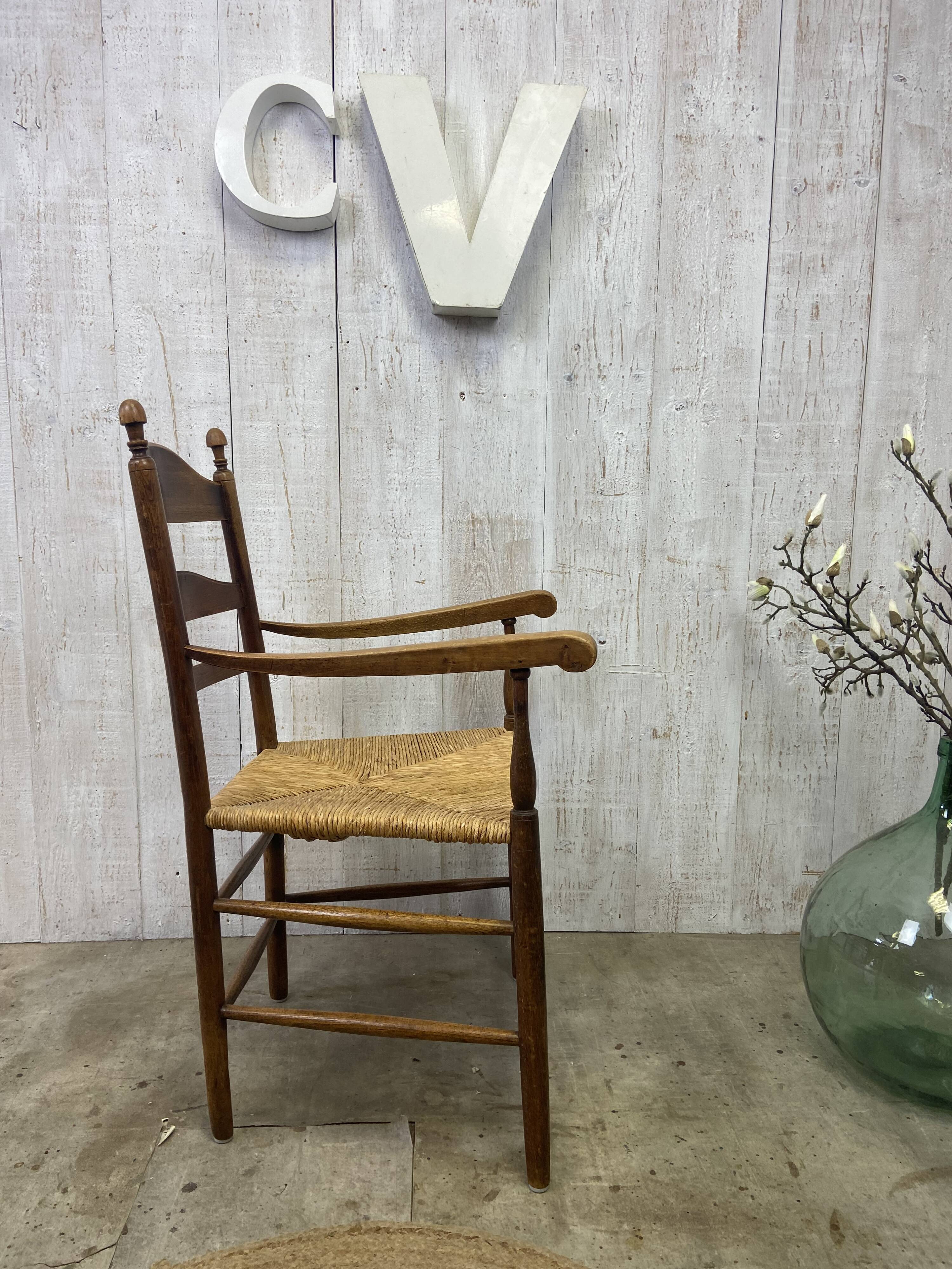 Vintage straw armchair