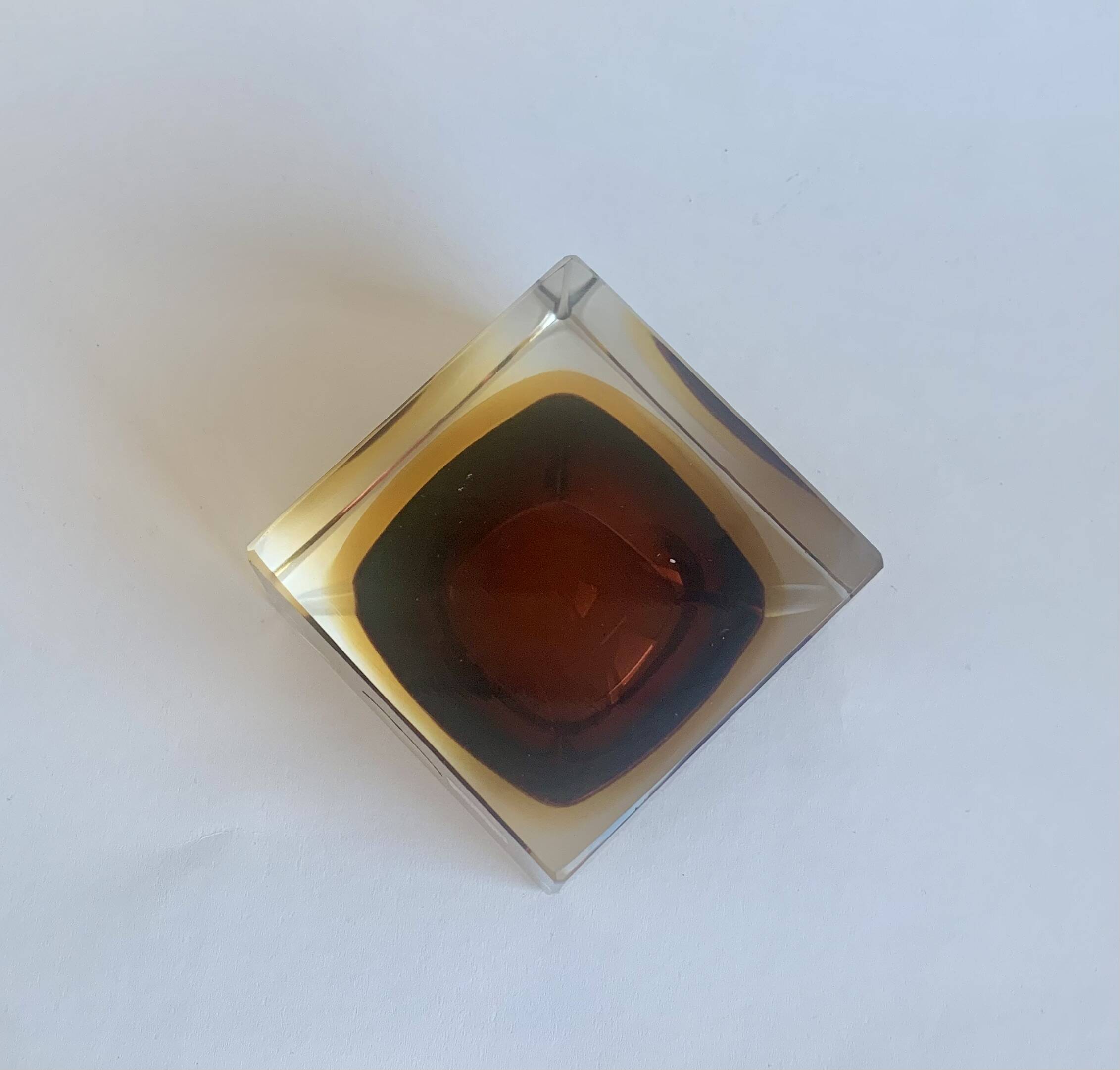 Sommerso Murano Glass Ashtray by Flavio Poli