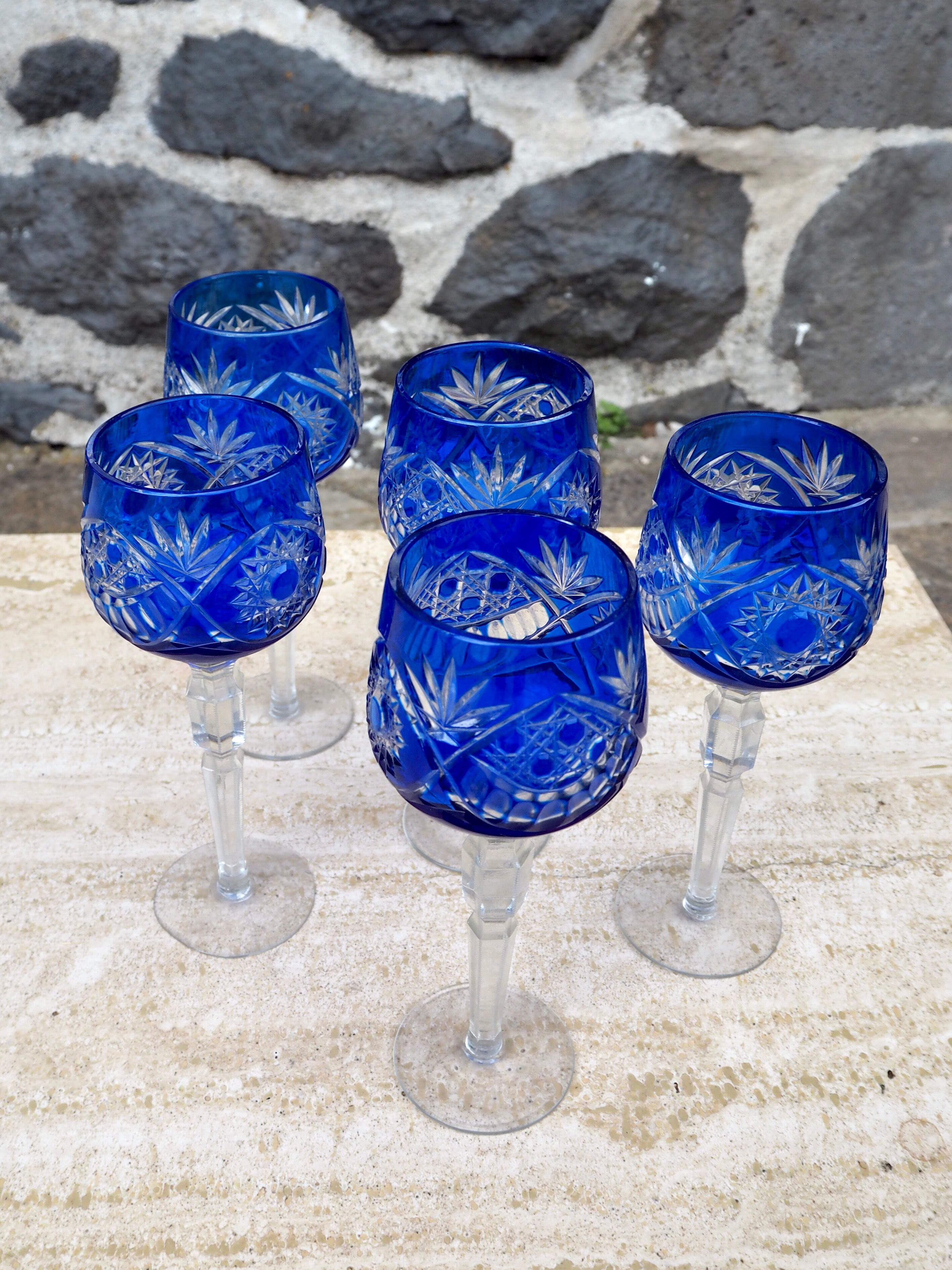 Set de 5 verres à vin en cristal de Pologne